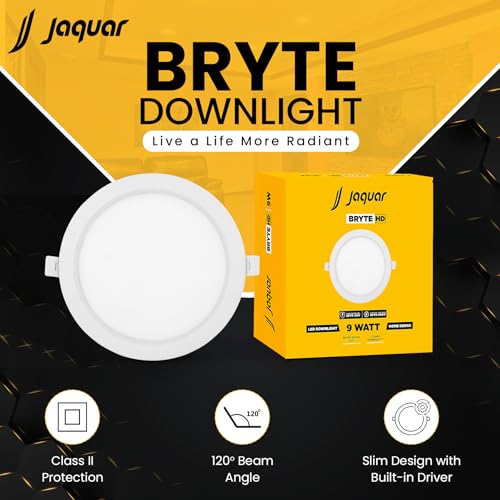 Image of Jaquar 9W Bryte Slim Downlight Cool White with Aluminum Housing-Built-in Driver | High Lumens | Slim Design | 2-Year Warranty | Easy and Quick Installation | Pack of 2
