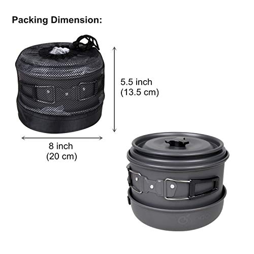 Yodo Anodized Aluminum Camping Cookware Set Backpacking Pans Pot Mess Kit For 4-5 Person #TOP1