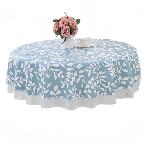 FS-PINGXIANG Large Round Oilcloth PVC Wipe Clean Tablecloth Table Cover 152cm 60 Waterproof Table Cloth for Dinning Room Kitchen Garden Balcony Circular Table (Blue)
