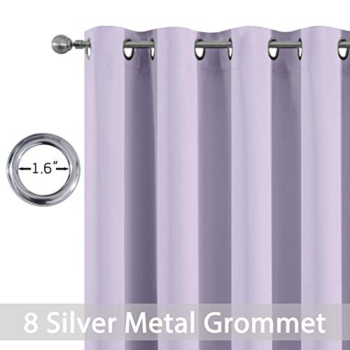 Yakamok Lilac Room Darkening Thermal Insulated with Grommet Blackout Curtains for Bedroom, 52Wx108L inch,2 Panels