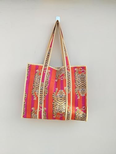 Bolso Tote reversible de algodón estilo jungla miniatura 7