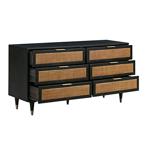 Tov Furniture Sierra 31" H 6-Drawer Modern Wood Dresser In Noir Black #TOP4