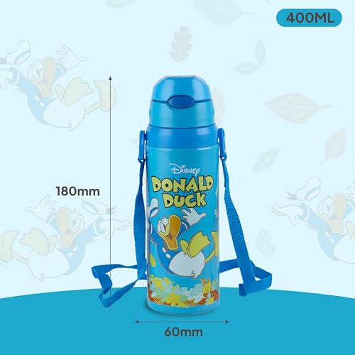 Image of Cello Kidzbee Autumn 400 Donald Duck Design Insulated Kids Sipper Water Bottle 400 ml | Food Grade, 3D Touch & Feel Design, BPA Free, Leakproof Easy Press Open Flip Top Cap Insulated Kids Water Bottle
