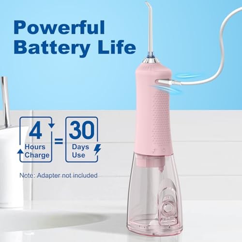 WellLeo Water Flossers for Teeth, 300ML Cordless Oral Irrigator Rechargeable Dental Flosser Picks with 5 Modes 5 Jet Tips,IPX7 Waterproof Teeth Cleaner for Braces Gum Care, Home Travel Use — view 4