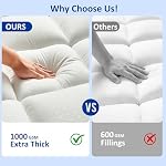 Jumeau XL Matelas Topper pour la douleur au dos, doux extra épais oreiller haut de matelas housse avec 1000GSM Remplir alternativement, Refroidir Respirant En peluche Topper Protecteur (8-21" poche profonde)