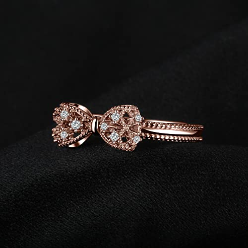 Image of JewelryPalace 14k White Yellow Rose Gold Plated 925 Sterling Silver Rings for Women, Cubic Zirconia Promise Rings for Her, Stackable Wedding Bands Rings for Women Infinity Forever Love Knot Ring