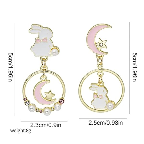 1 Paio Di Orecchini Coniglio Perla Asimmetrica Orecchini A Bottone Vintage Gioielli Da Donna Confezioni Di Orecchino Per Le Donne