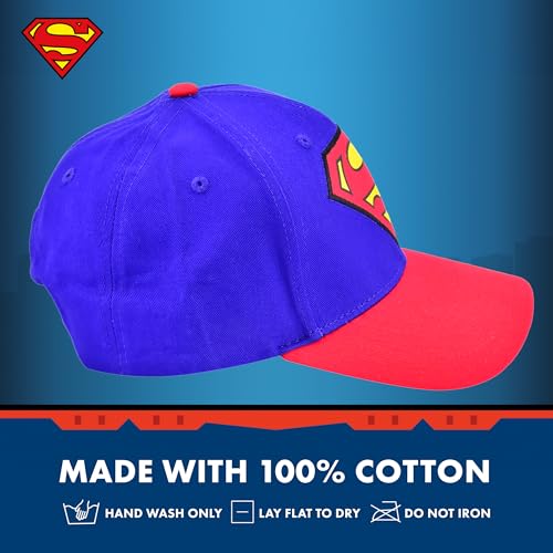 Image of DC Comics Superman Baseball Cap, Adult Adjustable Cotton Snapback Hat with Curved Brim for Men and Women, Multi, One Size