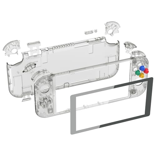Image of eXtremeRate Crystal Clear Black DIY Replacement Shell for Nintendo Switch Lite, NSL Handheld Controller Housing w /Screen Protector, Custom Case Cover for Nintendo Switch Lite [Controller NOT Included]