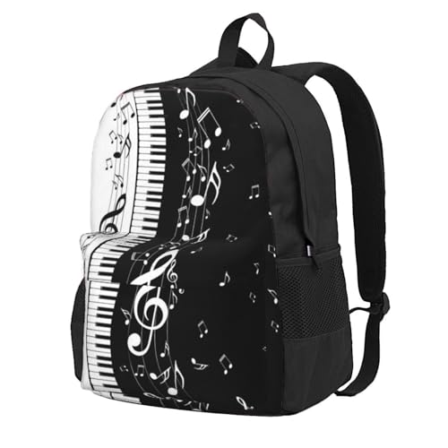 Sac à dos ordinateur portable avec notes de musique noir et blanc pour le quotidien