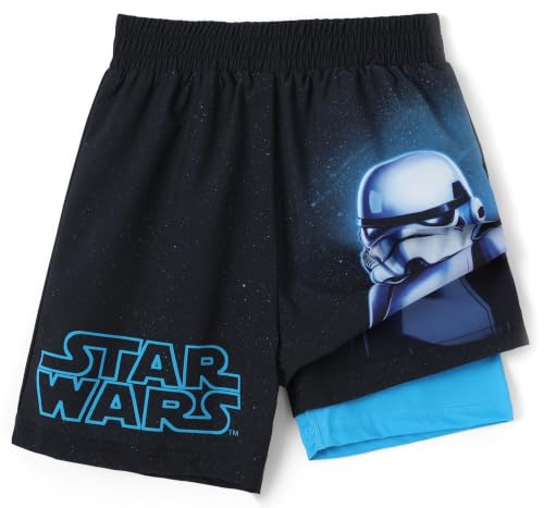 Image of Disney Stitch Spiderman Star Wars Cars Toy Story Mickey Boy Swim Trunks UPF50+Swim Shorts Compression Liner & Quick-Dry 6M-9Y