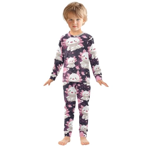 Pajama Sets Long Sleeve Cute Axolotl Space Pattern Soft Comfy Sleepwear 2 Piece PJS 3-8T2