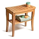 Decopatent Bamboe Badkamer - Sauna bankje met opbergruimte - Houten bank voor badkamer of sauna - Badkamerkruk - Badkamerstoel