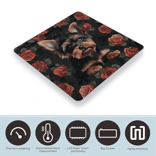 Báscula digital Yorkie Puppy de vidrio templado para baños miniatura 3