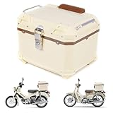 HI-LINE バイク リアボックス 45L トップケース 汎用 ABS製 キーロック付き 防水 防塵 大容量 取付ベース付 バックレスト付き バイクボックス トップボックス 原付/スクーター/カブ対応 簡単取付 (ベージュ, 45L)