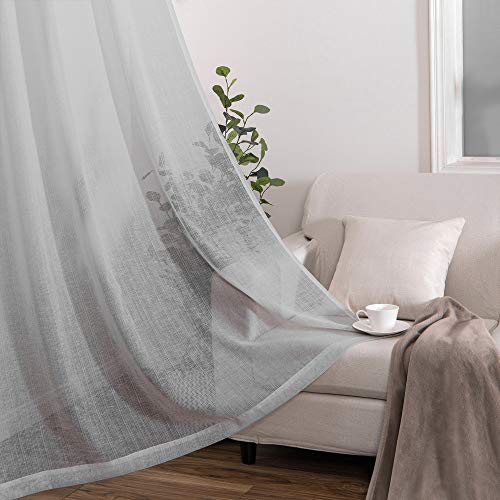 Gray Curtains 84 Inches Long for Closet 2 Panel Rod Pocket Window Semi