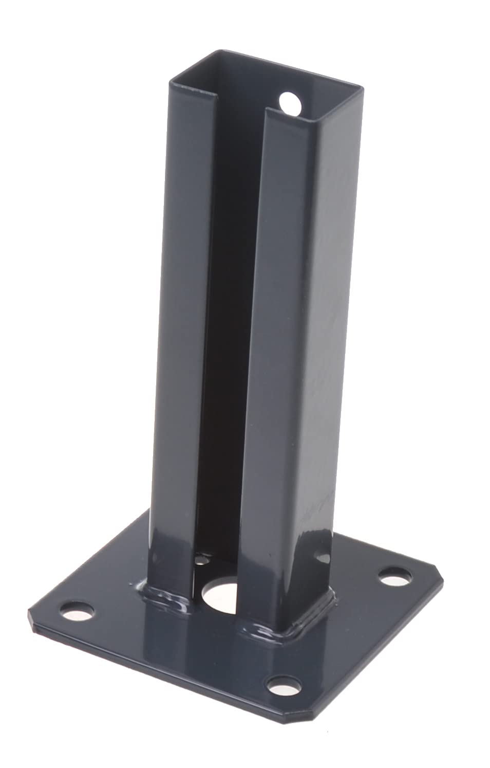 Pfostenträger 60x40 mm Anthrazit RAL 7016 – Aufschraubhülse zum Aufschrauben für Doppelstabmattenzaun Pfosten – Pfostenhalter verzinkt & pulverbeschichtet für Zaunpfosten