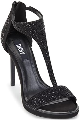 DKNY Women's Dris Stones Open Toed Glitter Heels Flat Sandal, Black, 8 | Image 7