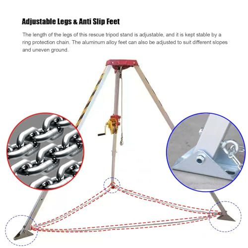 Trípode de rescate de aluminio resistente para espacios reducidos, kit de protección contra incendios de emergencia y caídas, uso industrial, equipo de seguridad para operaciones de rescate