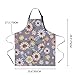 ARBINSON 2 Pack Floral Apron for Women with Pockets, Adjustable Cotton Chef Aprons for Kitchen, Cooking, BBQ & Grill (Green/Leaves)