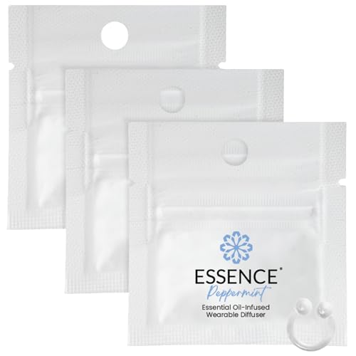 Essence Wearable Aromatherapy Nasal Diffuser Peppermint Essential Oil Nose Ring Silicone Inhaler for Stress & Mood Support - Made in USA & Travel-Friendly (3 Pack)