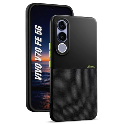 Image of AIBEX Premium Back Cover Case Compatible for Vivo V70 FE 5G | Scratch & Drop Tested Shockproof Matte Texture Case with Soft Microfibre Lining | Slim Fit Cover with Anti-Scratch Finish - Black