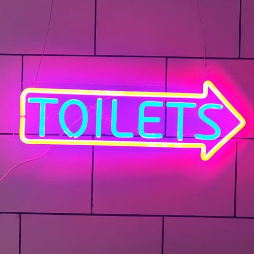 Yingtuwinh Panneau Lumineux LED fléché pour Toilettes, indicateur d'entrée de WC, enseigne Lumineuse Murale, décoration Murale pour Bars, centres...