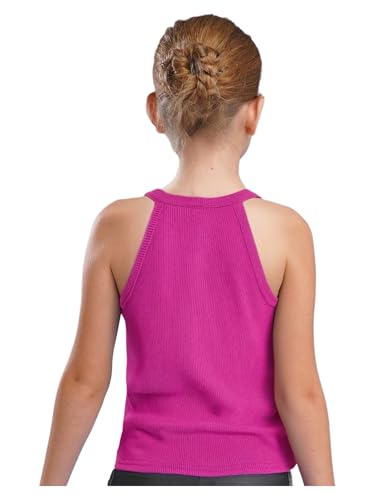 Jhaoyu Girls Camera-Ready Crop Ribbed Halter Vest Top Solid Color Sleeveless Style for Beach Resorts Weekend Photoshoot2