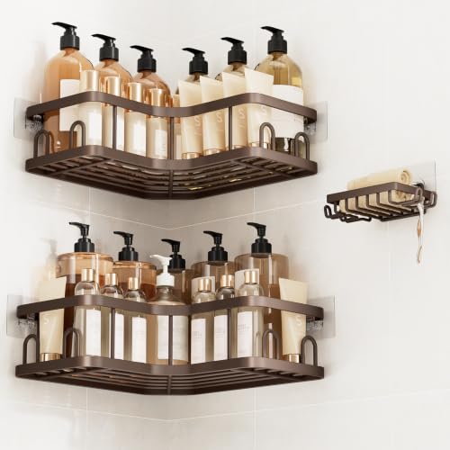 Image of Veken Corner Shower Caddy 3-Pack, Advanced Rustproof Design&Stable Storage