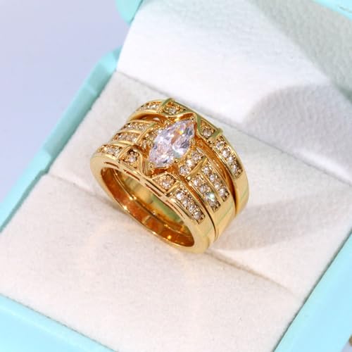 1CT CZ 3pcs Black Gold Plated Wedding Ring Sets for Women Engagement Ring3