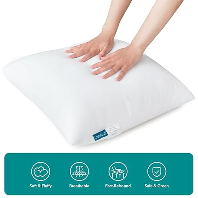 Oubonun 18 x 18 Throw Pillow Inserts - Soft, Plush & Decorative Down Alternative Pillows for Couch Sofa Bed, Machine Washable - White, Pack of 2