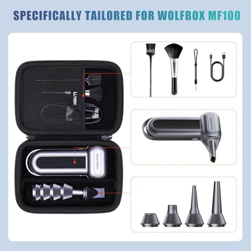 LTGEM Dust Blower Case Compatible with WOLFBOX MF100 / MF50 Electric Air Duster- Travel Protective Carrying Storage Bag, Black(Case Only)