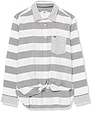 Tommy Hilfiger Women's Casual Collared Button Up Striped Shirt, Bright White/Sky Captain