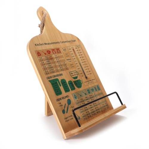 Verstellbarer Holz Kochbuchhalter für die Küche - Vintage Dekoration und praktischer Pad Tablet Ständer in Schneidebrett-Optik. Ideal als stilvoller Buchständer an der Wand Verstellbarer Holz Kochbuchhalter für die Küche - Vintage Dekoration und praktischer Pad Tablet Ständer in Schneidebrett-Optik. Ideal als stilvoller Buchständer an der Wand