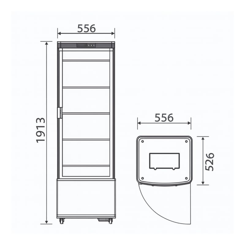 Vitrina Refrigerada Panorámica Genérica 280L - 5 Estantes - Frío Ventilado 0 a +12°C - Doble acristalamiento y LED - Negro o Blanco - Ideal Panaderías, Snacks, Restaurantes (blanco)