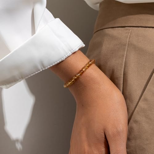 Landorilo Bracelet 4mm en Pierre Naturelle pour Femme, R 3A Citrine – vue 2