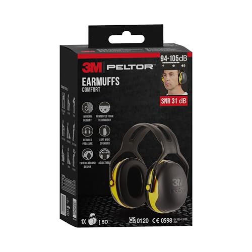 3M Peltor X2 Kapselgehörschutz – idealer Gehörschutz vor hohen Geräuschpegeln im Bereich von 94-105 dB (SNR: 31 dB), zum Beispiel beim Arbeiten mit Schleifmaschinen, 1-er-Pack, Schwarz/Gelb