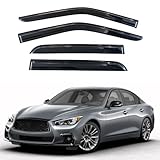 KPY Window Visor Compatible with Infiniti Q50 2014-2022, 4PC Rain Guard Side Window Vent Deflectors Tape-On Mugen Style, 2014 2015 2016 2017 2018 2019 2020 2021 2022