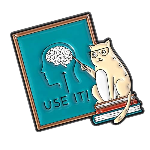 Divertido pin de gato de dibujos animados para profesor gesticulando a la cabeza para accesorio esmaltado, regalo de joyería de dibujos animados