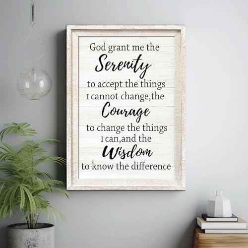 Serenity Prayer Rustic Bible Verse Framed Wall Art, 16''×11'' Vintage