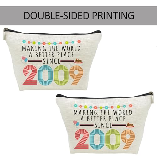 16th Birthday Gifts for Girls, Funny 16 Year Old Gift Makeup Bag, 2009 16th Birthday Makeup Bags for Her, Teens, Sister, Daughter, Niece, Granddaughter, Making The World a Better Place Since 20093