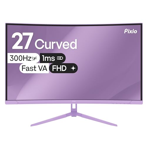 Image of Pixio PXC279 Wave Purple 27 inch 300Hz 1080p 1650R Curved Fast VA 1ms GTG Adaptive Sync Gaming Monitor with Purple HDMI 2.1 Cable Certified Ultra High Speed 10FT 8K 60Hz 4K 120Hz Nylon Braided