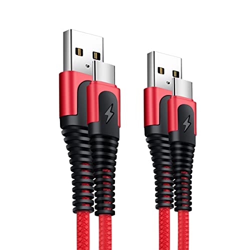 Cable USB Tipo C, Cable USB C [ 2Pack 2M ] Nylon Carga Rápida para Samsung Galaxy S20 /S10 /S9 /S8 /Note 8, Huawei P9 /P10 /P 20, LG G5 /G6, Sony Xperia XZ etc - Rojo Cover