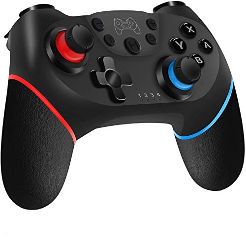BIGFOX Mando Inalámbrico para Nintendo Switch Pro/Lite, Gamepad con Doble Choque/Motor de Vibración/Giroscopio de 6 Ejes/Turbo Ajustable/Joystick Remoto, Recargable de Batería 500mAh