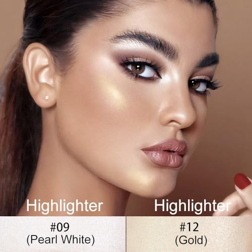Kaely 2Pcs Cream Highlighter Stick Kit,Cheek Contour Glitter Highlight Palette Sticks,Face Makeup Shimmer Brighten Pen,contorno en crema maquillaje para mujer en oferta,Long Lasting Waterproof,09+12 - Image 3