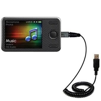 Coiled USB Cable for Sync and Charge Compatible with Creative Zen X-Fi Style Adopts TipExchange Technology