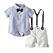 YWLINK Camisa A Cuadros Con Pajarita De Manga Corta Para NiñOs,Camiseta Superior + PantalóN Corto Con Pechera De Color SóLido,Traje De Caballero,Traje De NiñO Para Boda,Traje De CumpleañOs