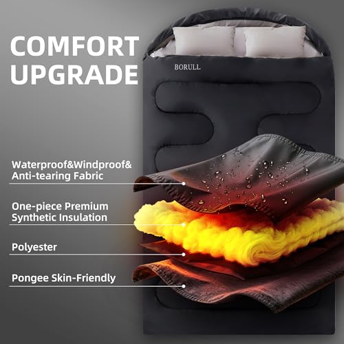 Bolsas de Dormir Dobles para Adultos Camping con 2 Almohadas Tamaño Queen miniatura 3