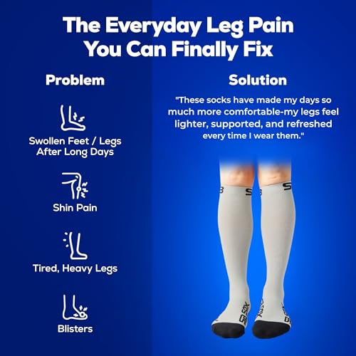 Image of SB SOX Compression Socks for Men & Women (20-30mmHg) - Best Compression Socks for Travel, Medical, Sports, Wide Calf Fit, and Daily Wear