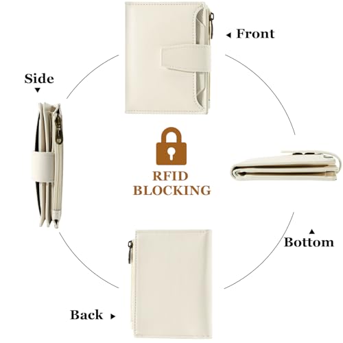 Image of Airkit Small Wallet Women RFID Blocking Soft Leather Bifold Compact Card Holder Wallet for Women with Zipper Coin Pocket 4 ID Window